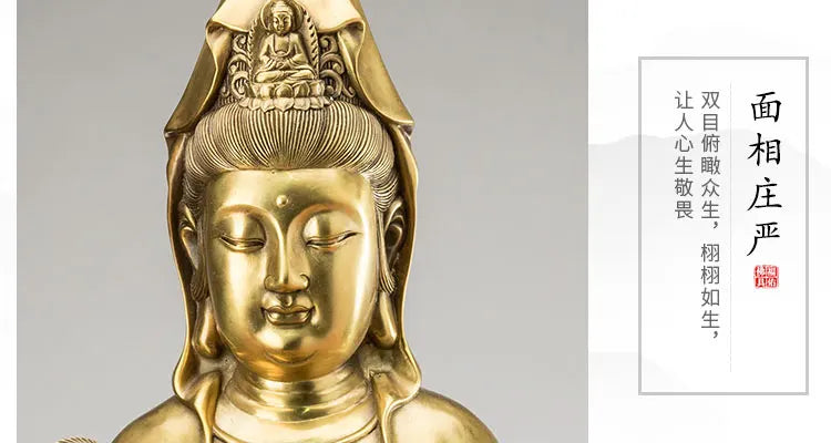 High-grade HOME family Patron saint God bring good luck Copper Avalokitesvara Guan yin buddha statue Asia Temple Worship Bless