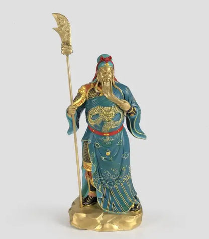 High grade Home company Career Success GOOD luck wealth God Recruit money Dragon GUAN GONG CAI SHEN God color bronze statue