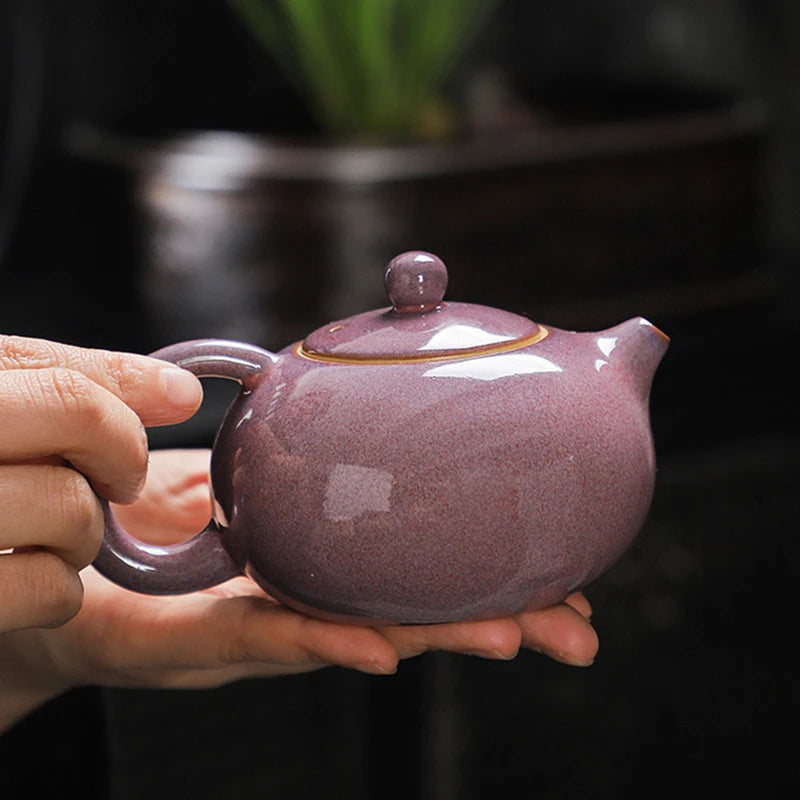 High-grade Kiln Change Purple Glaze Teapot Chinese Ceramic Tea Set Handmade Beauty Tea Infuser Home Drinkware Filter Kettle