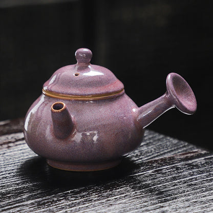 High-grade Kiln Change Purple Glaze Teapot Chinese Ceramic Tea Set Handmade Beauty Tea Infuser Home Drinkware Filter Kettle