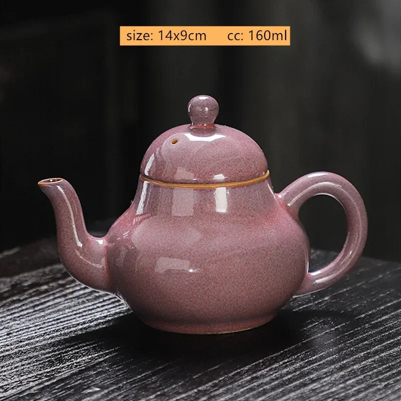 High-grade Kiln Change Purple Glaze Teapot Chinese Ceramic Tea Set Handmade Beauty Tea Infuser Home Drinkware Filter Kettle