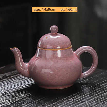 High-grade Kiln Change Purple Glaze Teapot Chinese Ceramic Tea Set Handmade Beauty Tea Infuser Home Drinkware Filter Kettle