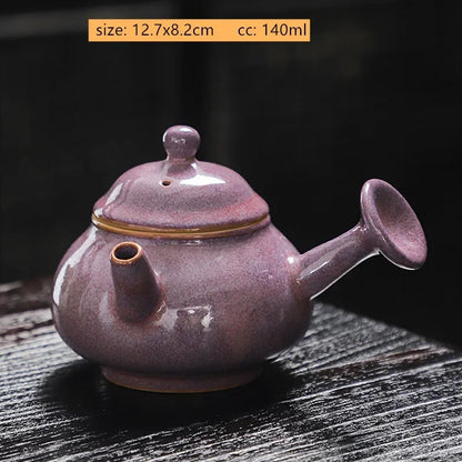High-grade Kiln Change Purple Glaze Teapot Chinese Ceramic Tea Set Handmade Beauty Tea Infuser Home Drinkware Filter Kettle