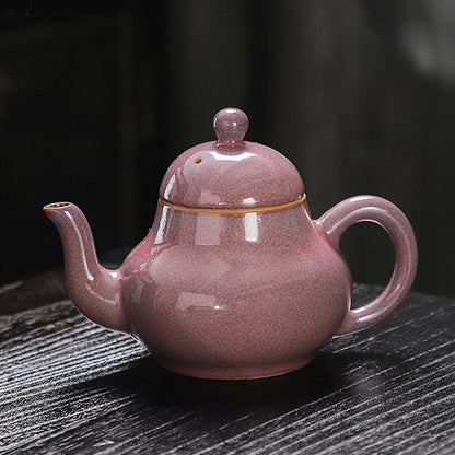 High-grade Kiln Change Purple Glaze Teapot Chinese Ceramic Tea Set Handmade Beauty Tea Infuser Home Drinkware Filter Kettle