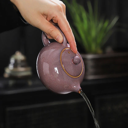 High-grade Kiln Change Purple Glaze Teapot Chinese Ceramic Tea Set Handmade Beauty Tea Infuser Home Drinkware Filter Kettle