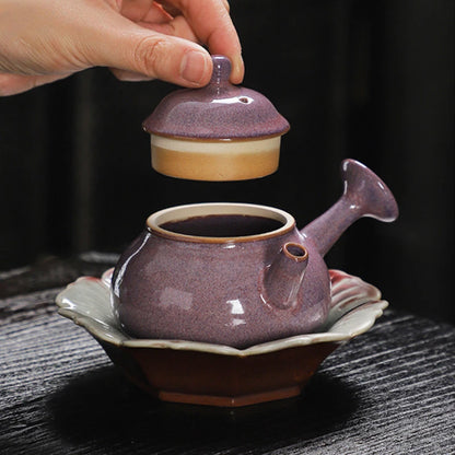 High-grade Kiln Change Purple Glaze Teapot Chinese Ceramic Tea Set Handmade Beauty Tea Infuser Home Drinkware Filter Kettle