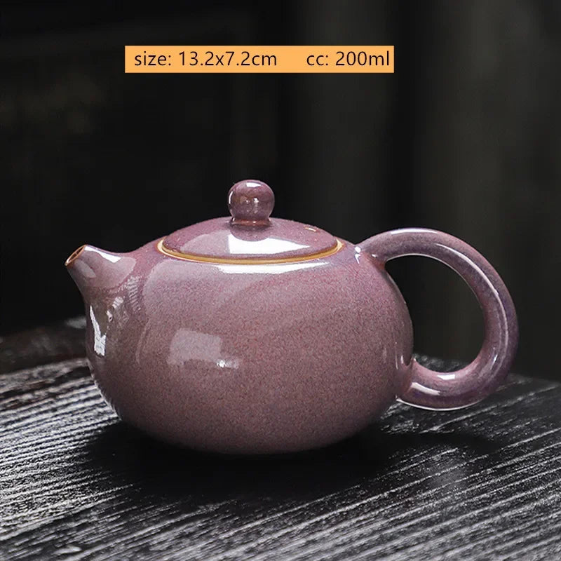 High-grade Kiln Change Purple Glaze Teapot Chinese Ceramic Tea Set Handmade Beauty Tea Infuser Home Drinkware Filter Kettle
