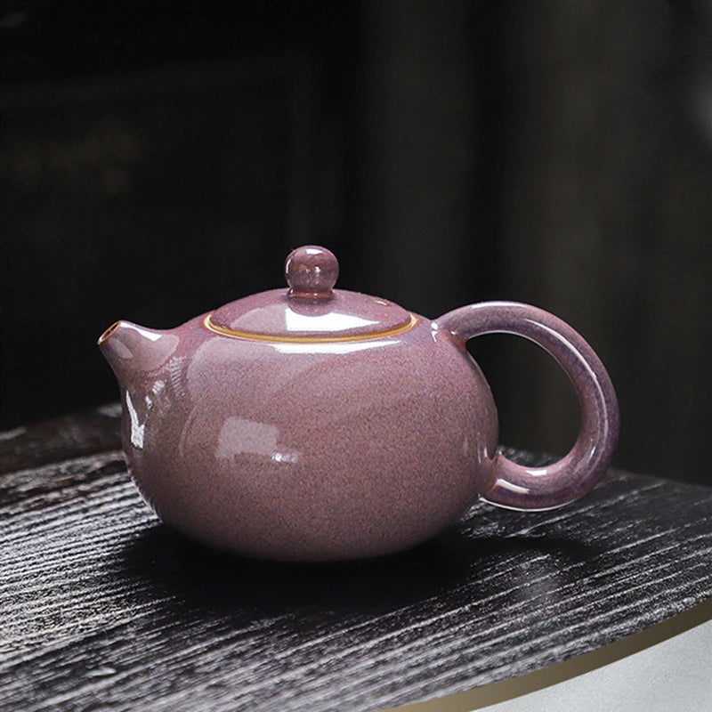 High-grade Kiln Change Purple Glaze Teapot Chinese Ceramic Tea Set Handmade Beauty Tea Infuser Home Drinkware Filter Kettle