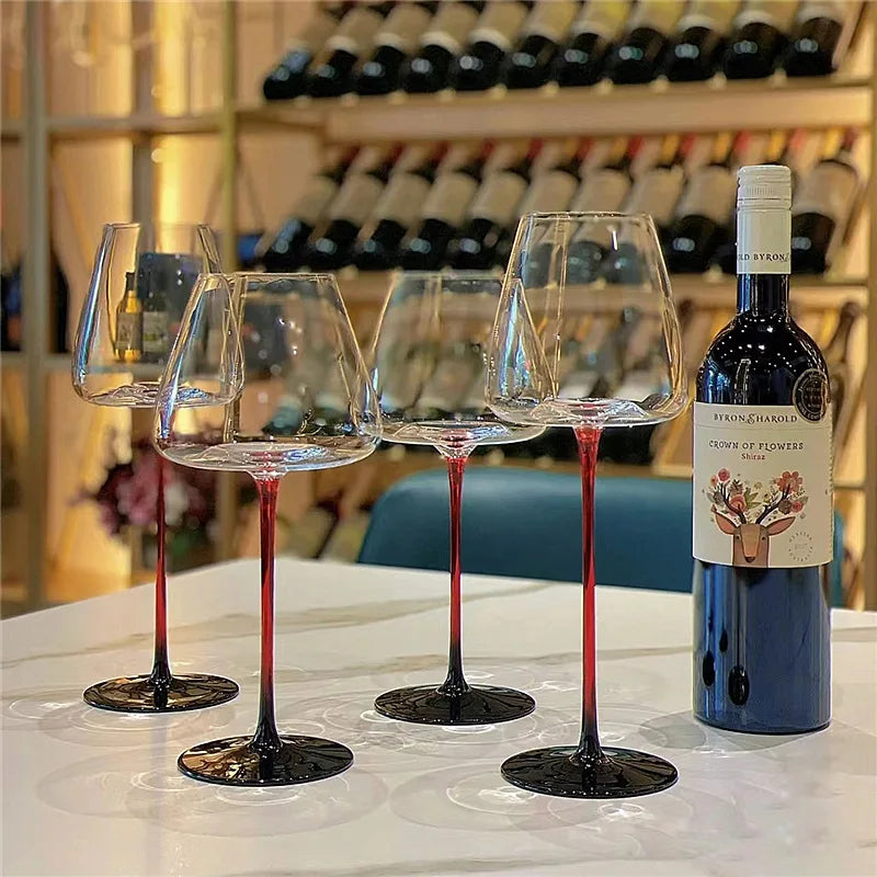 High-grade Luxury Black Tie Burgundy Red Wine Glass Flute Champagne Glass Glasses for Drinks Cup for Alcohol Wineglass Cups Shot