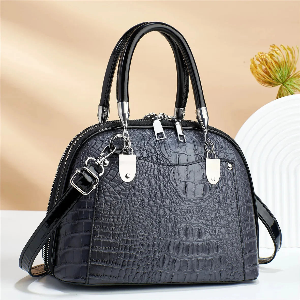 High-grade Niche Crossbody Women's New Retro Luxury Shoulder Bag Fashion Alligator Pattern Temperament Ladies Handbag