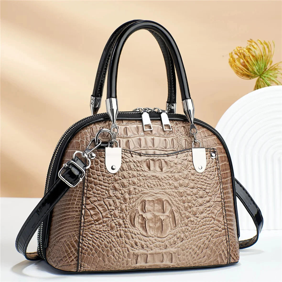 High-grade Niche Crossbody Women's New Retro Luxury Shoulder Bag Fashion Alligator Pattern Temperament Ladies Handbag