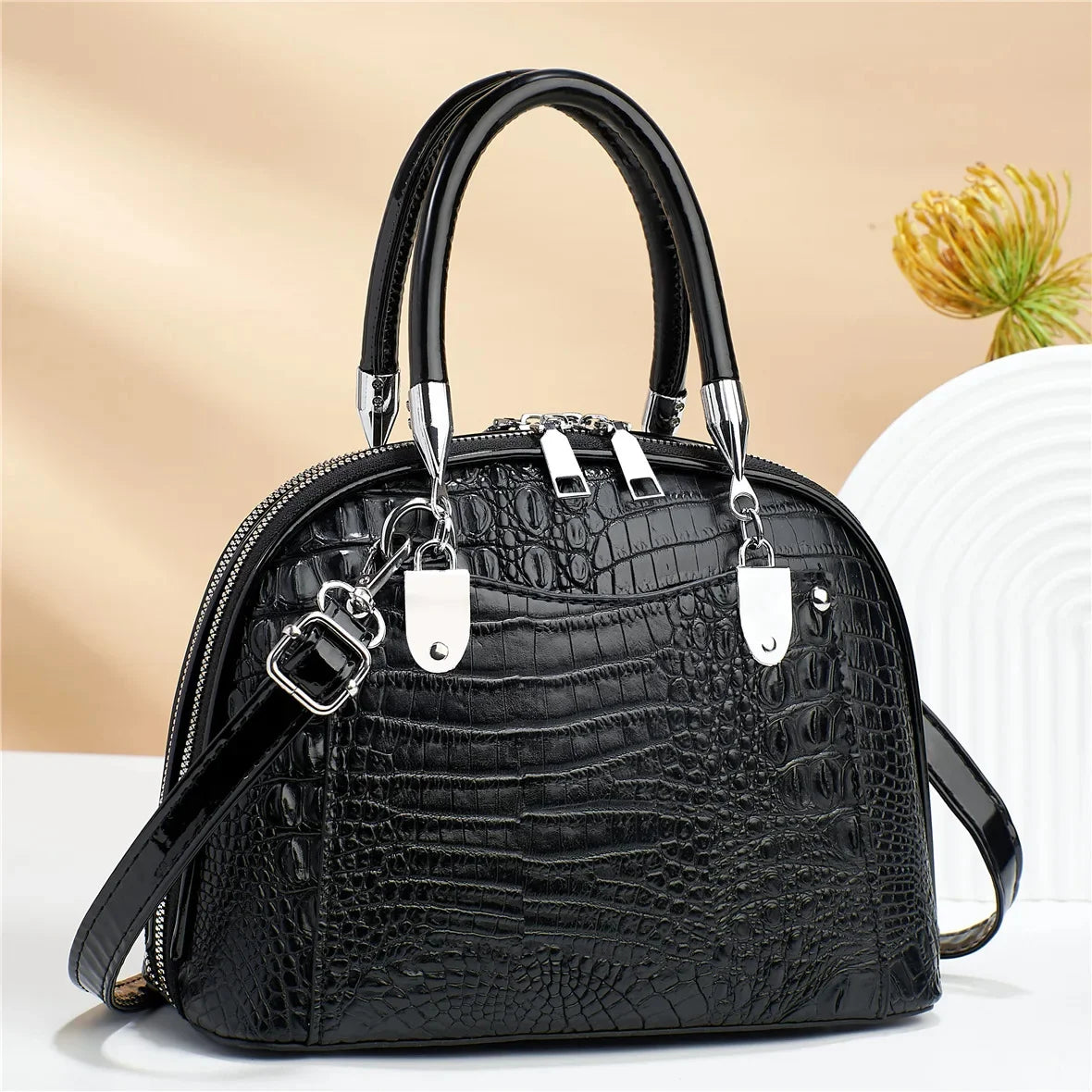 High-grade Niche Crossbody Women's New Retro Luxury Shoulder Bag Fashion Alligator Pattern Temperament Ladies Handbag