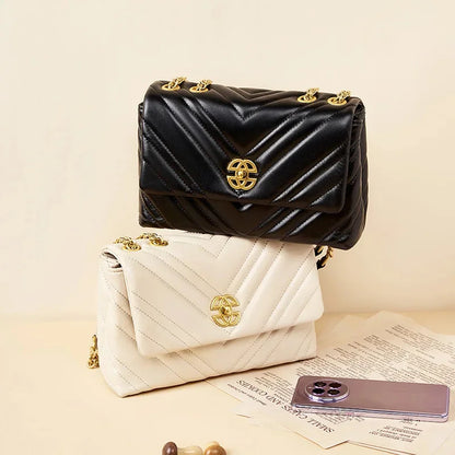 High-grade Rhombic Chain Small Women's New Cowhide Underarm Genuine Leather Shoulder Female Fashion Crossbody Bag