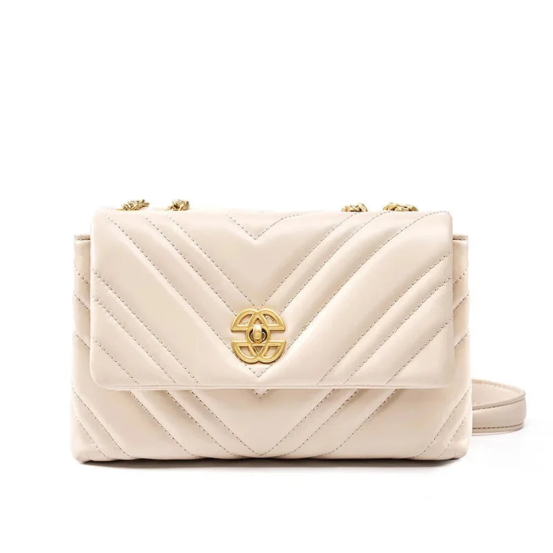 High-grade Rhombic Chain Small Women's New Cowhide Underarm Genuine Leather Shoulder Female Fashion Crossbody Bag