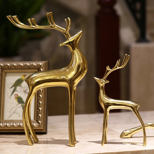 High-grade-TOP Master ART HOME office  GOOD decorative art# handmade Auspicious lucky bring wealth brass deer statue Sculpture