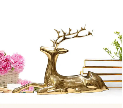High-grade-TOP Master ART # HOME office TOP GOOD decorative art# handmade Auspicious lucky brass deer statue Sculpture wine rack