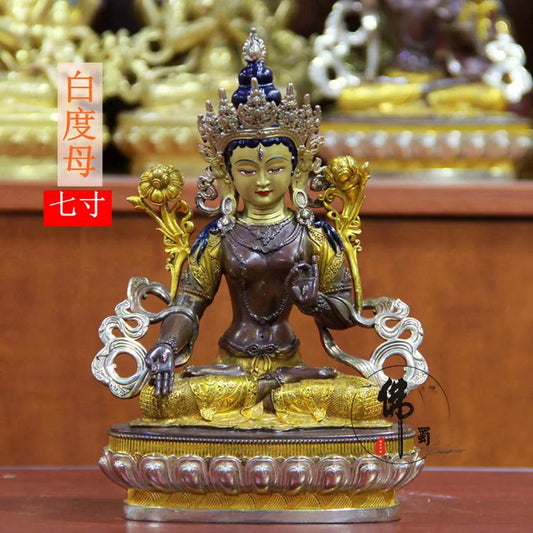 High grade Tibet temple White Tara Avalokitesvara buddha statue family good luck safety healthy Protection Buddhism statue