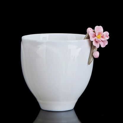 High-grade White Porcelain Gaiwan Hand-pinching Flower Three Talents Cover bowl Tea Cup Set Household women Kung Fu TeaSet  Gift