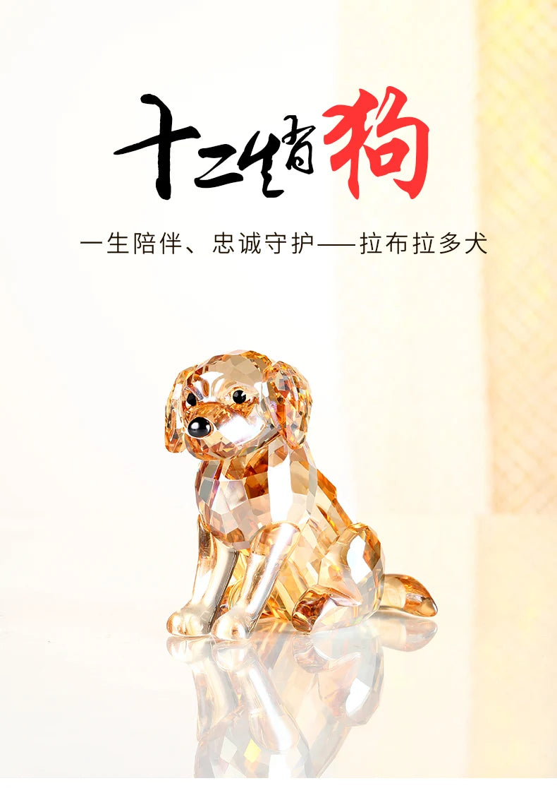 High grade crystal Decorative gift present HOME CAR company shop business good luck Wealth lovely 3D Crystal dog Carving