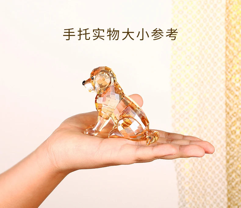 High grade crystal Decorative gift present HOME CAR company shop business good luck Wealth lovely 3D Crystal dog Carving