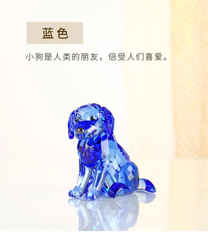 High grade crystal Decorative gift present HOME CAR company shop business good luck Wealth lovely 3D Crystal dog Carving