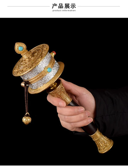High grade gem copper ZHUAN JING LUN Buddhism Auspicious Mascot Buddhist scriptures Symbols scriptures mantra Warp Prayer wheel