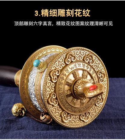 High grade gem copper ZHUAN JING LUN Buddhism Auspicious Mascot Buddhist scriptures Symbols scriptures mantra Warp Prayer wheel