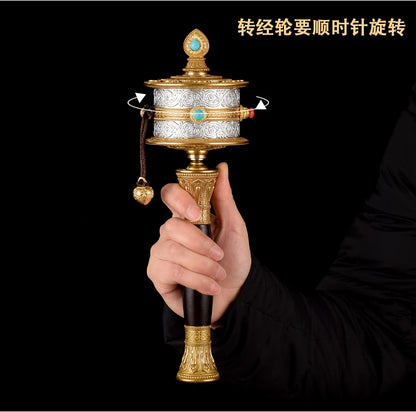 High grade gem copper ZHUAN JING LUN Buddhism Auspicious Mascot Buddhist scriptures Symbols scriptures mantra Warp Prayer wheel