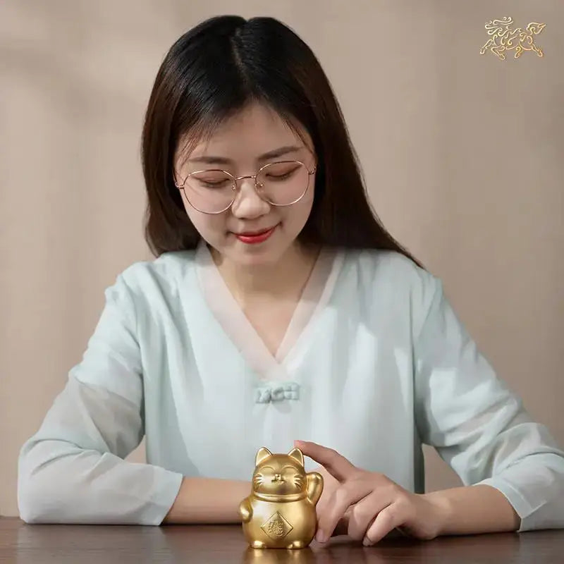 High grade gift present # HOME CAR Geomantic Mascot Bring good luck Recruit wealth Gold Lucky Cat Fortune cat copper statue