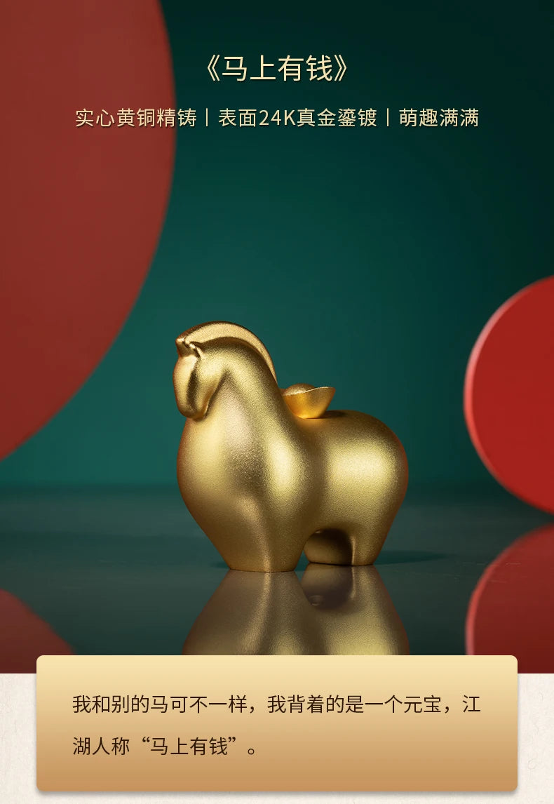 High grade gift present HOME CAR Geomantic Mascot Bring good luck Recruit wealth Gold Lucky Fortune horse copper statue FREESHIP