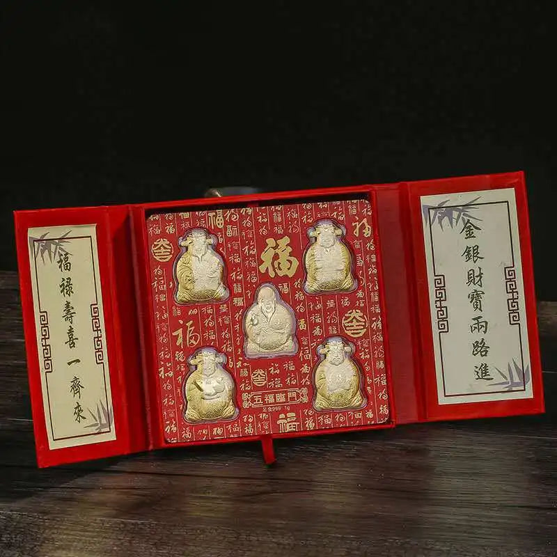 High grade gift present HOME Shop Geomantic omen Mascot Bring good luck Recruit wealth Five Gods of Wealth Gold medal talisman