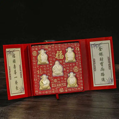 High grade gift present HOME Shop Geomantic omen Mascot Bring good luck Recruit wealth Five Gods of Wealth Gold medal talisman
