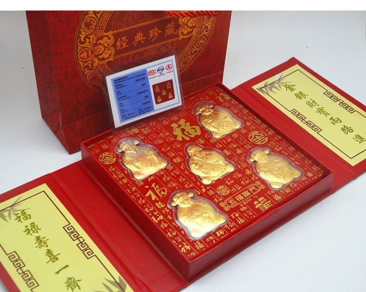 High grade gift present HOME Shop Geomantic omen Mascot Bring good luck Recruit wealth Five Gods of Wealth Gold medal talisman