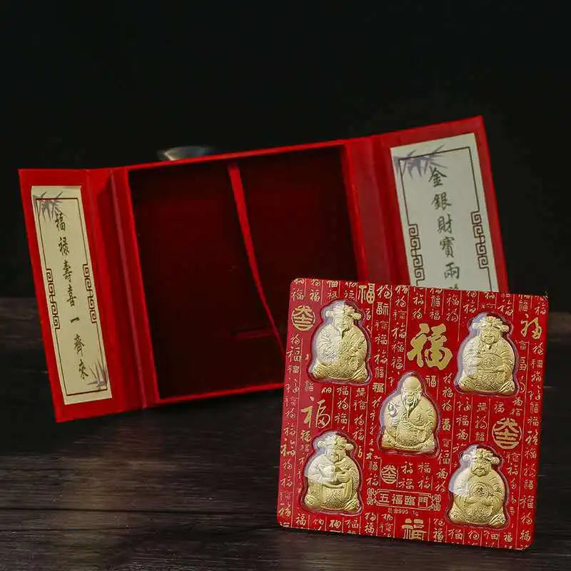 High grade gift present HOME Shop Geomantic omen Mascot Bring good luck Recruit wealth Five Gods of Wealth Gold medal talisman