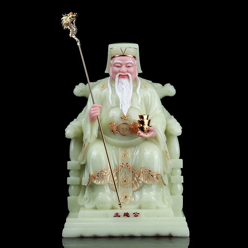 High-grade gilding jade BUDDHA figure HOME shop Prosperity protection God of wealth CAI SHEN YE TU DI GONG FENG SHUI statue