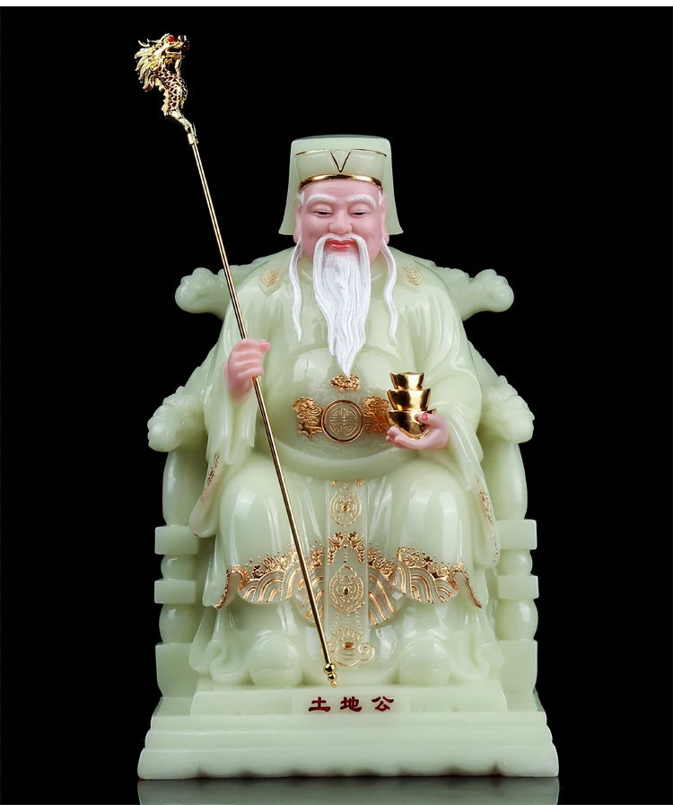High-grade gilding jade BUDDHA figure HOME shop Prosperity protection God of wealth CAI SHEN YE TU DI GONG FENG SHUI statue