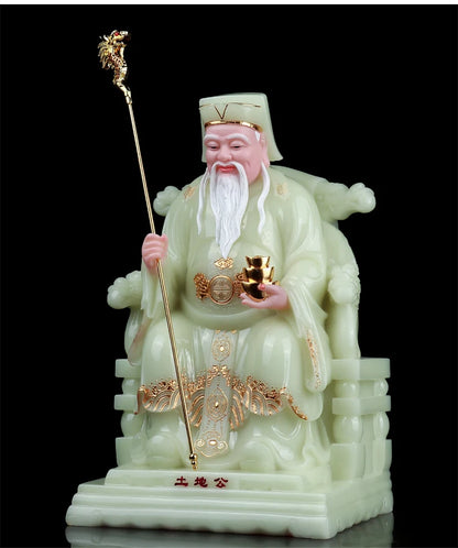 High-grade gilding jade BUDDHA figure HOME shop Prosperity protection God of wealth CAI SHEN YE TU DI GONG FENG SHUI statue