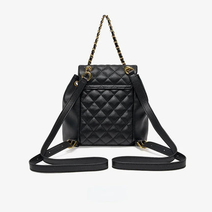 High-luxury Women's Genuine Leather Rhombic New Fashion Simple Personality Schoolbag Small Backpack Travel Bag