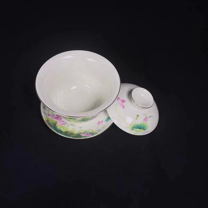 High-quality Dehua Porcelain Lotus Drawing Cup Master Cup Kung Fu Tea Set Large tea cup Personal Use Gift For Festival