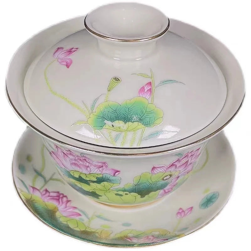 High-quality Dehua Porcelain Lotus Drawing Cup Master Cup Kung Fu Tea Set Large tea cup Personal Use Gift For Festival
