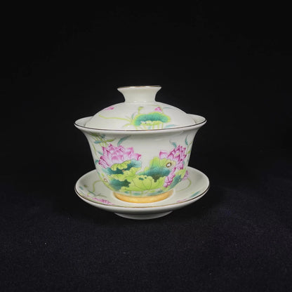 High-quality Dehua Porcelain Lotus Drawing Cup Master Cup Kung Fu Tea Set Large tea cup Personal Use Gift For Festival