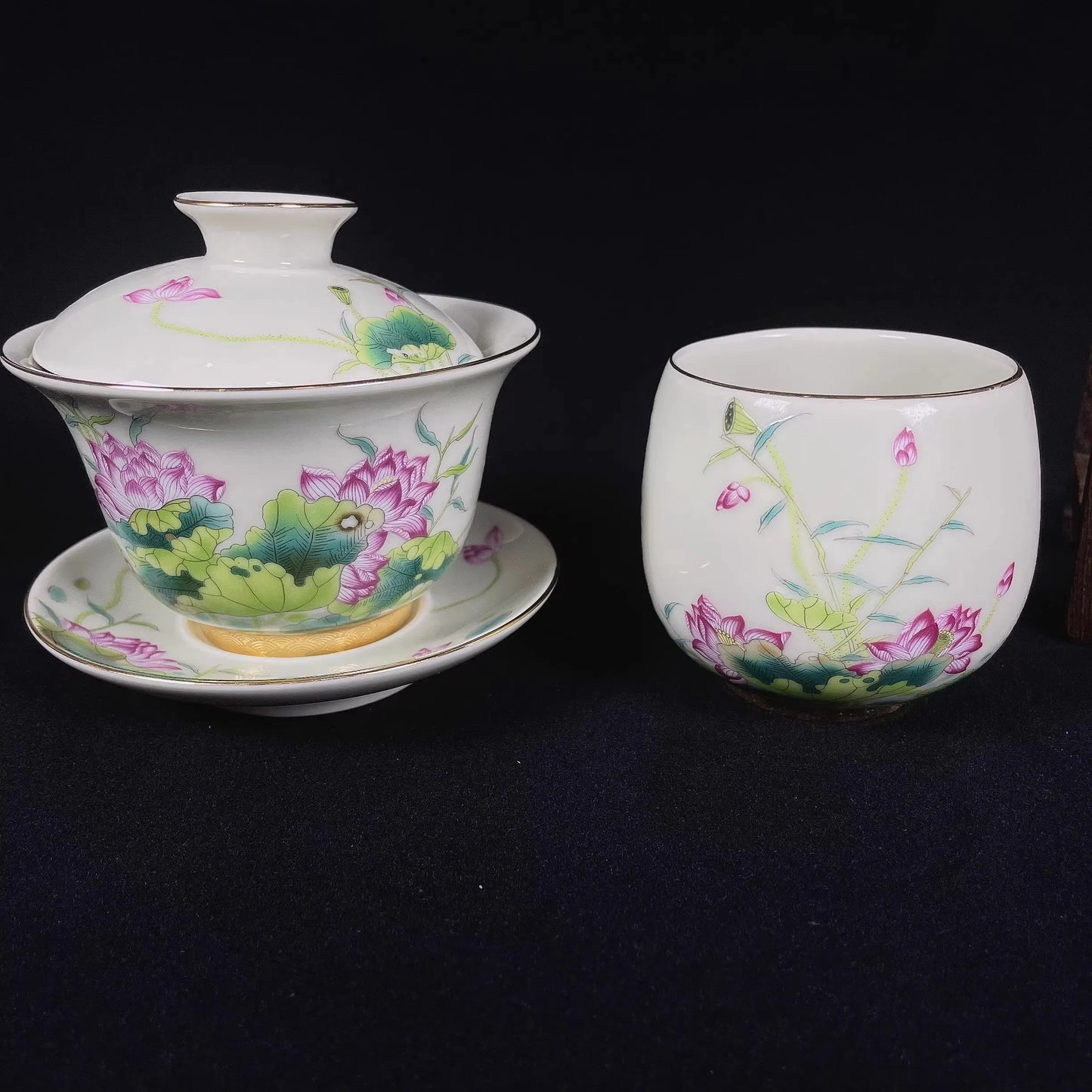 High-quality Dehua Porcelain Lotus Drawing Cup Master Cup Kung Fu Tea Set Large tea cup Personal Use Gift For Festival