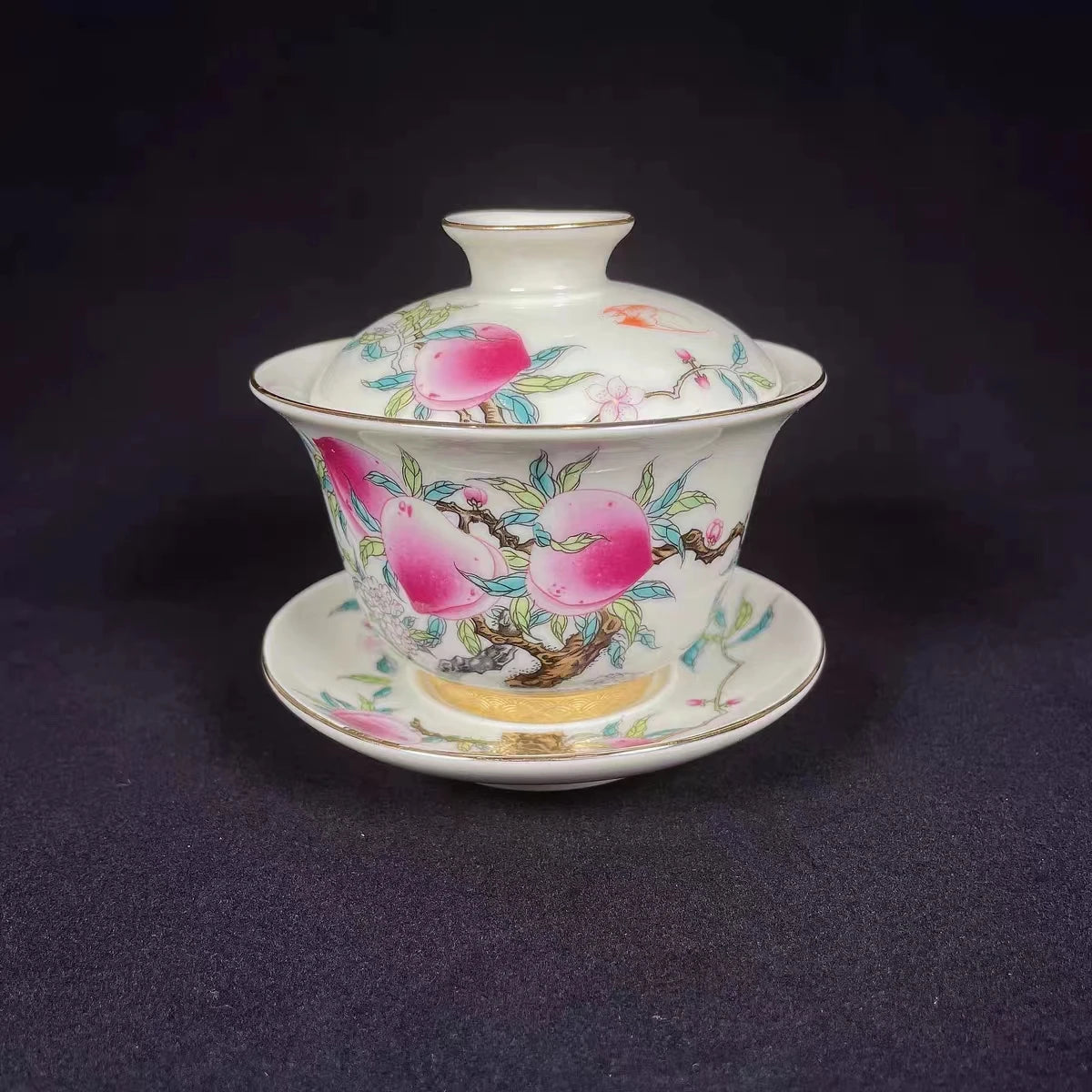 High-quality Dehua Porcelain Nine Peaches Drawing Cup Master Cup Kung Fu Tea Set Large tea cup Personal Use Gift For Festival
