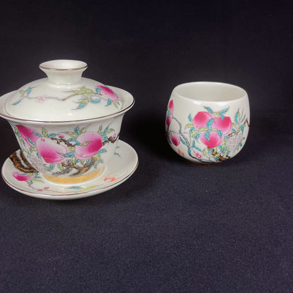 High-quality Dehua Porcelain Nine Peaches Drawing Cup Master Cup Kung Fu Tea Set Large tea cup Personal Use Gift For Festival