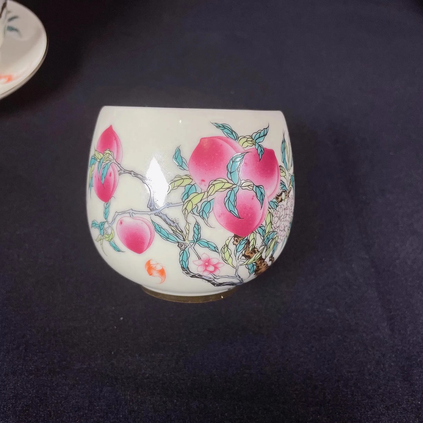 High-quality Dehua Porcelain Nine Peaches Drawing Cup Master Cup Kung Fu Tea Set Large tea cup Personal Use Gift For Festival