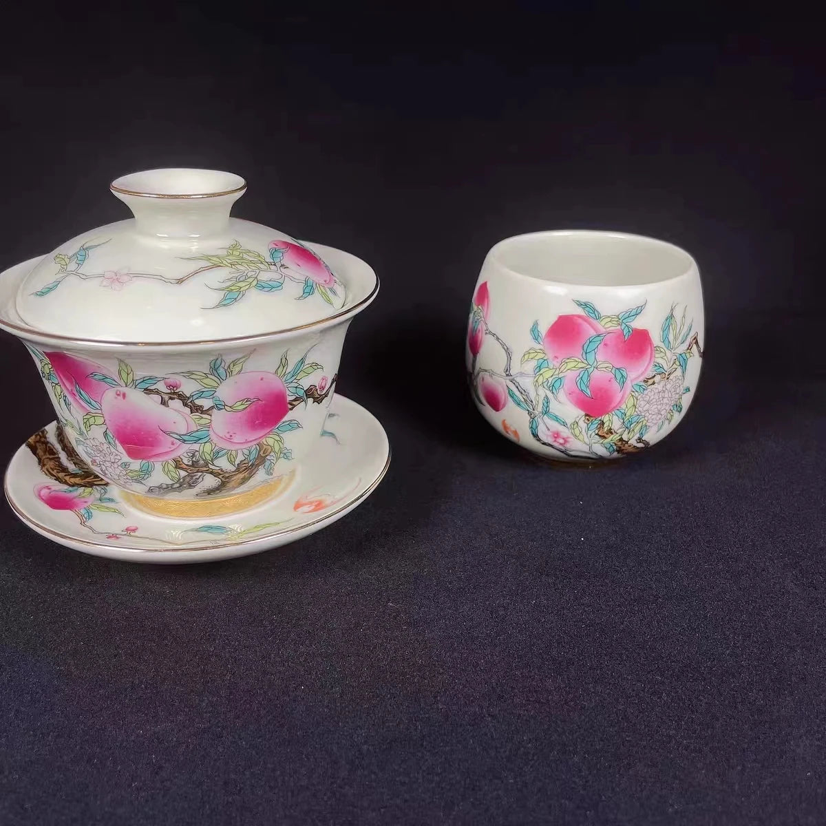 High-quality Dehua Porcelain Nine Peaches Drawing Cup Master Cup Kung Fu Tea Set Large tea cup Personal Use Gift For Festival