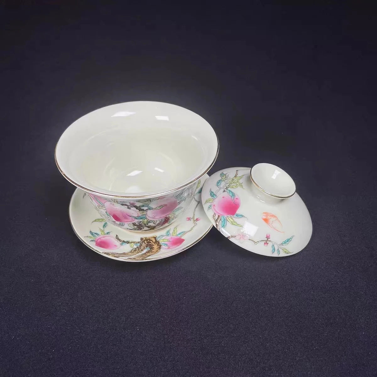 High-quality Dehua Porcelain Nine Peaches Drawing Cup Master Cup Kung Fu Tea Set Large tea cup Personal Use Gift For Festival
