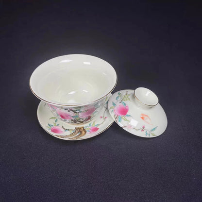 High-quality Dehua Porcelain Nine Peaches Drawing Cup Master Cup Kung Fu Tea Set Large tea cup Personal Use Gift For Festival