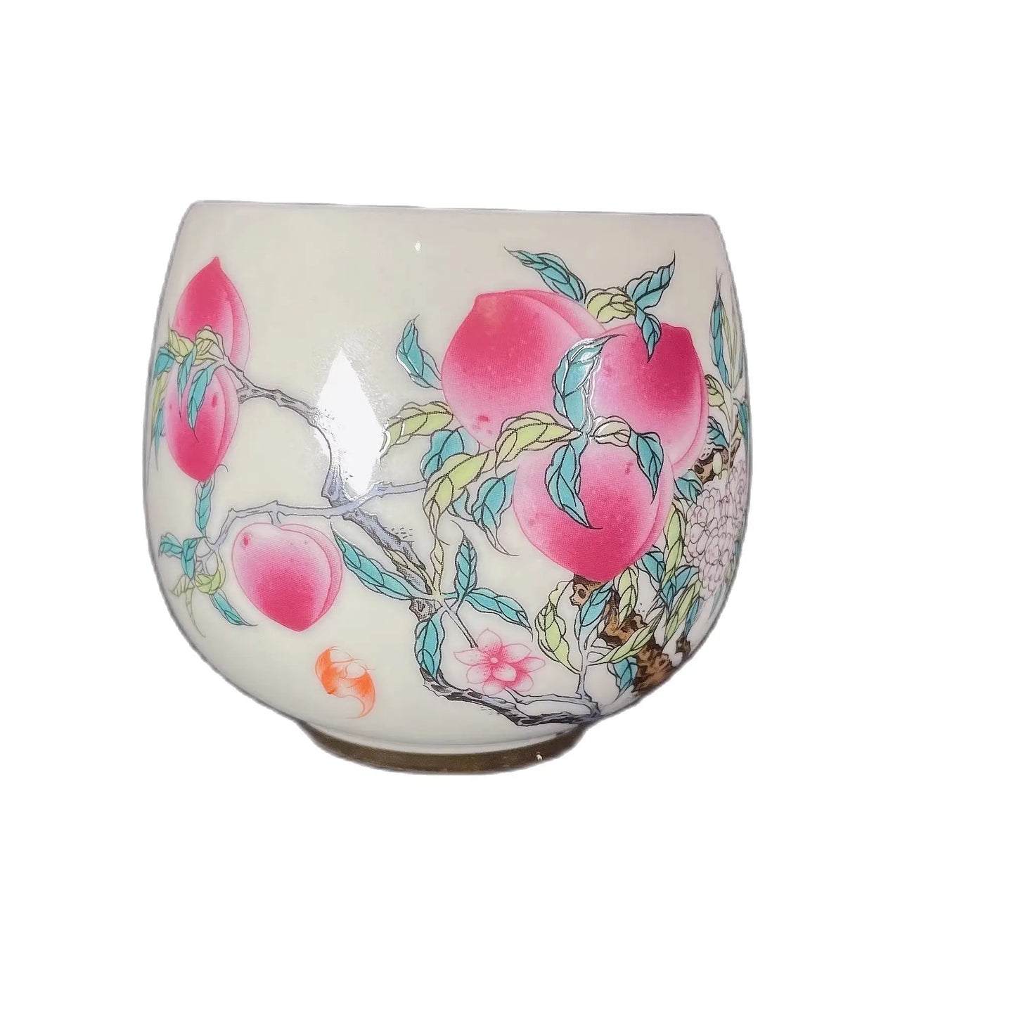 High-quality Dehua Porcelain Nine Peaches Drawing Cup Master Cup Kung Fu Tea Set Large tea cup Personal Use Gift For Festival