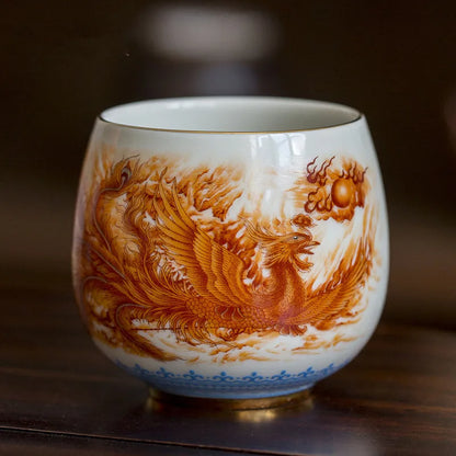 High-quality  Dragon and Phoenix Master Cup Kung Fu Tea Set Large tea cup Personal Use Gift For Festival
